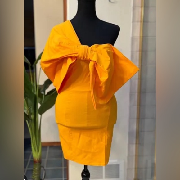 Zara Yellow Bow Mini Dress-NWT - Picture 5 of 8